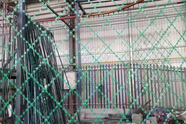 Concertina Blade Razor Wire Fence Green Razor Diamond Mesh Fencing